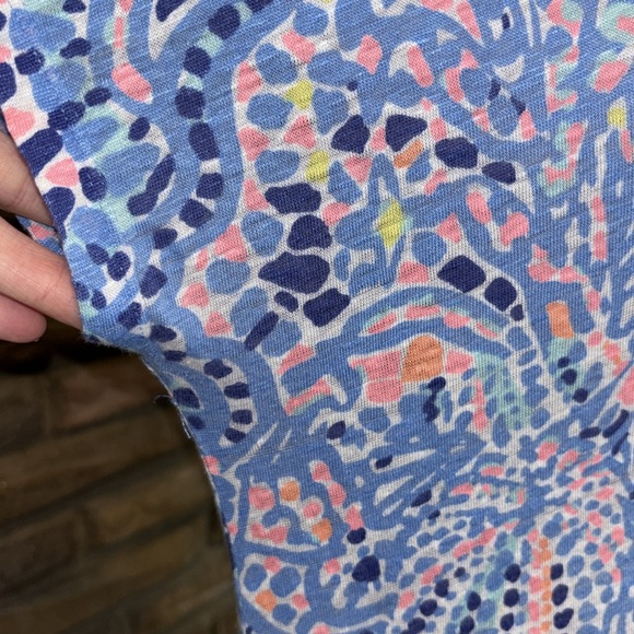 LILLY PULITZER TIC TAC TILE ALLOVER DUVAL LINEN DRESS Size Large Blue - Picture 7 of 8